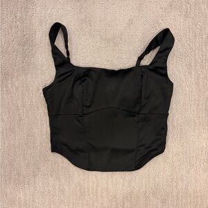 Women’s Abercrombie & Fitch Black Satin Corset Crop Top